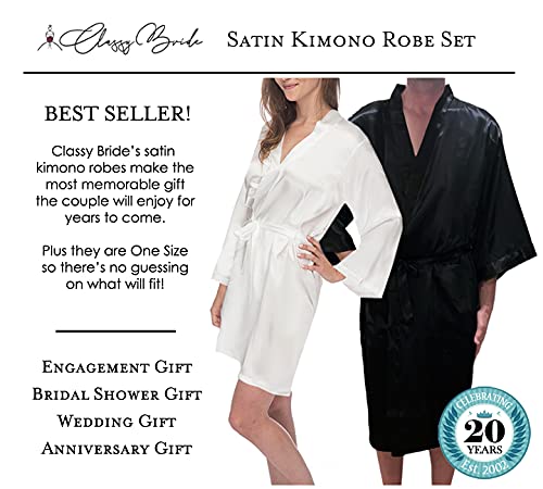 Luxury Bride and Groom Satin Robe Set - Wedding Getting Ready Outfits for Bridal Party & Honeymoon - Perfect for Pre-Wedding Photos, Spa Days & Romantic Getaways