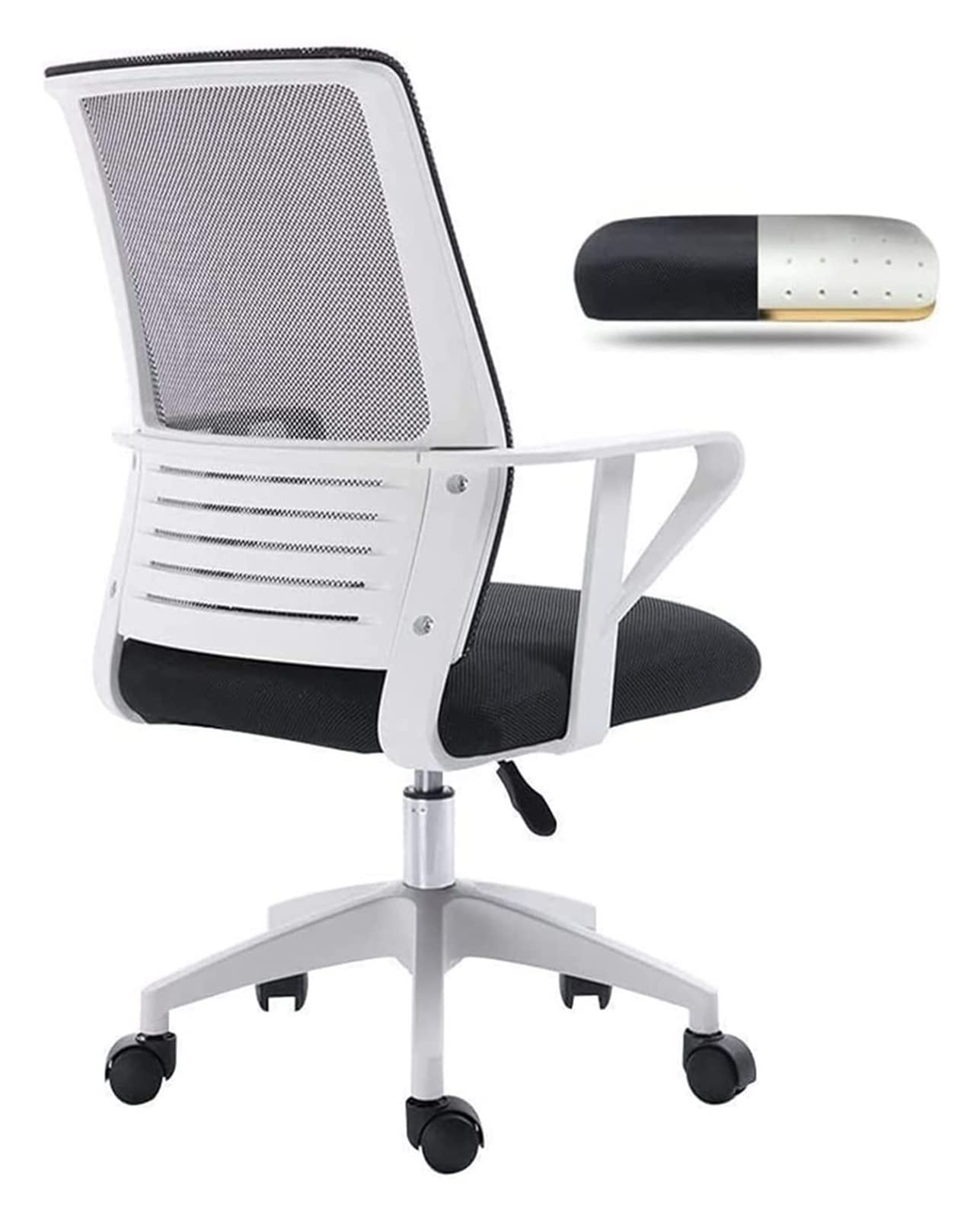 Ergonomic Mesh Office Chair with Padded Seat - Adjustable Height Swivel Computer Desk Chair for Home & Gaming - One-Piece Backrest for Comfort - Black (Ideal for Work, Study & Gaming)