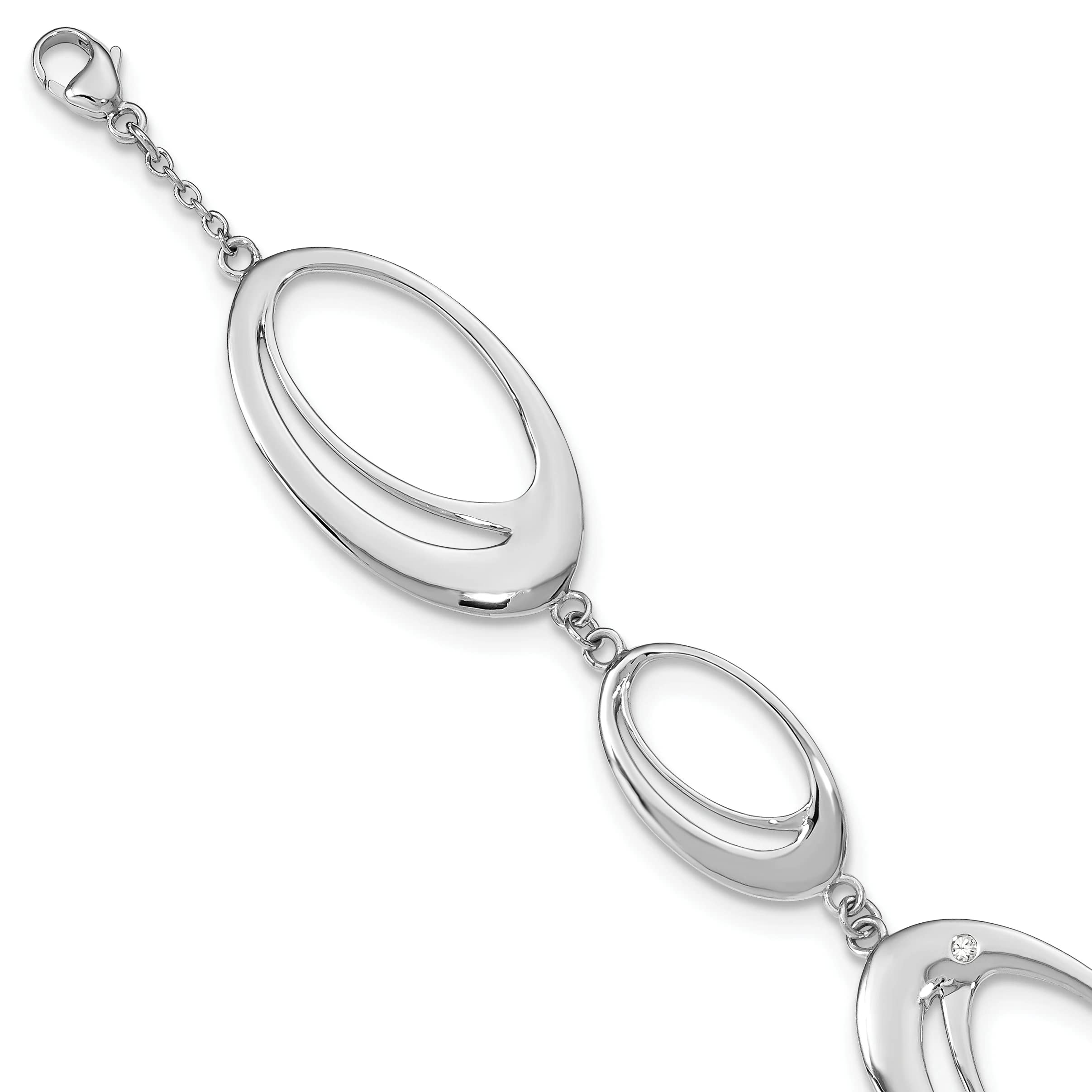 Elegant Silver Polished Diamond White Ice Bracelet for Women - Perfect for Weddings, Parties & Special Occasions
