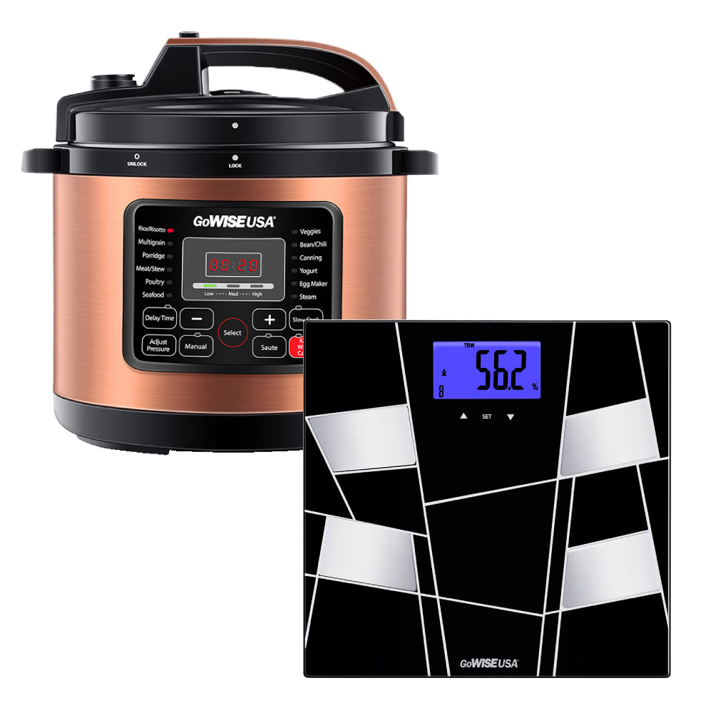 12-in-1 Multi-Function Electric Pressure Cooker with Smart Body Fat Scale - Perfect for Meal Prep, Healthy Cooking & Weight Management at Home