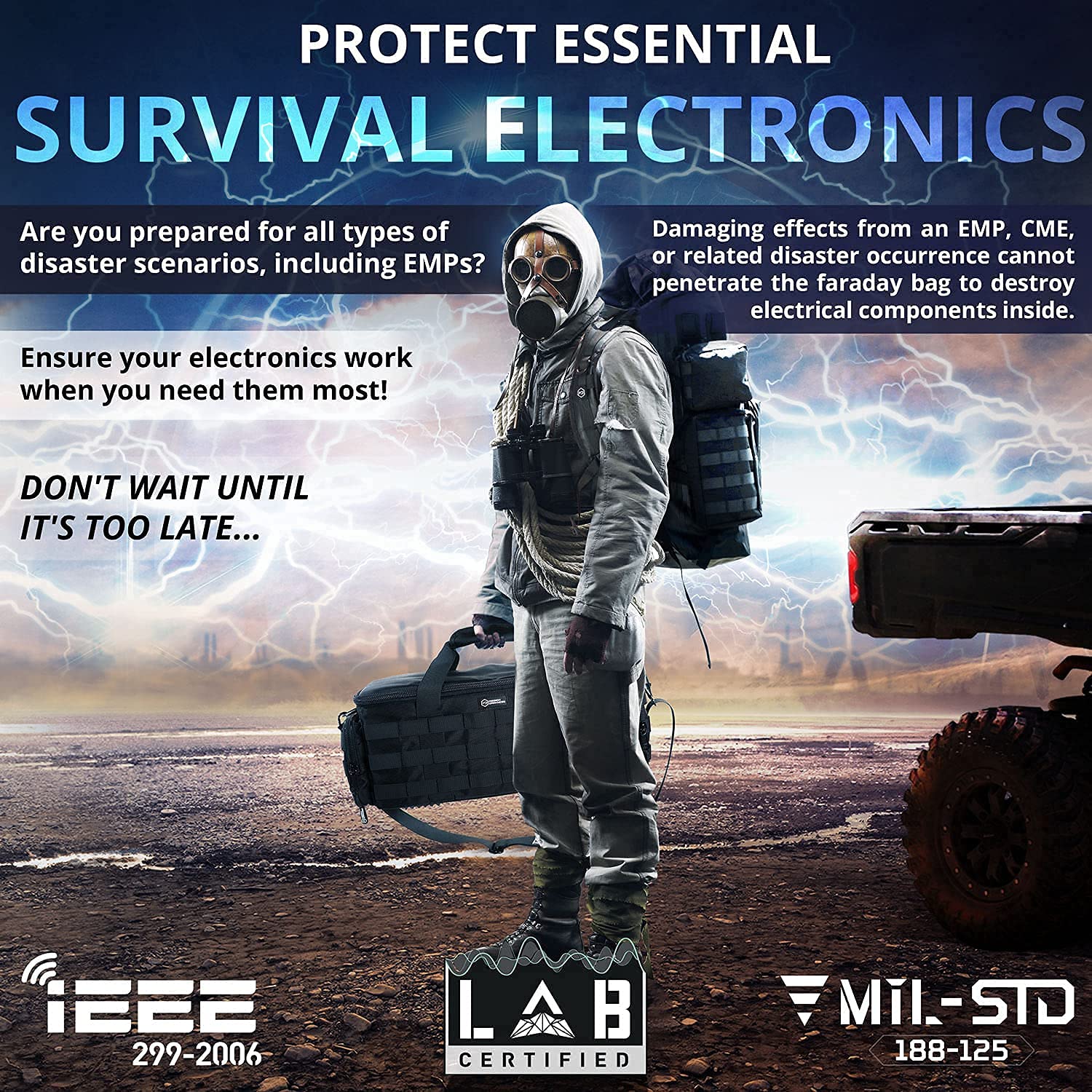 Mission Darkness Faraday Bag - RF Signal Blocking Padded Utility Bag with MOLLE Webbing | Shields Electronics from EMP & Hackers | Perfect for Night Vision Goggles, Scopes, Cameras & Phones | Tactical Gear for Military, Survival & Outdoor Use