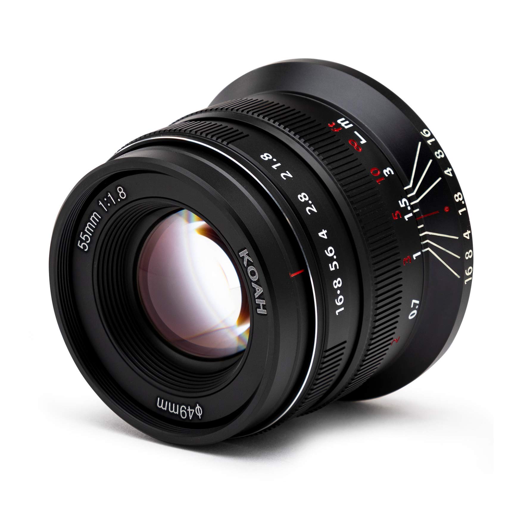 Koah Artisans Series 55mm f/1.8 Large Aperture Manual Focus Lens for Canon RF Mount - Black | Perfect for Portrait, Street & Low Light Photography