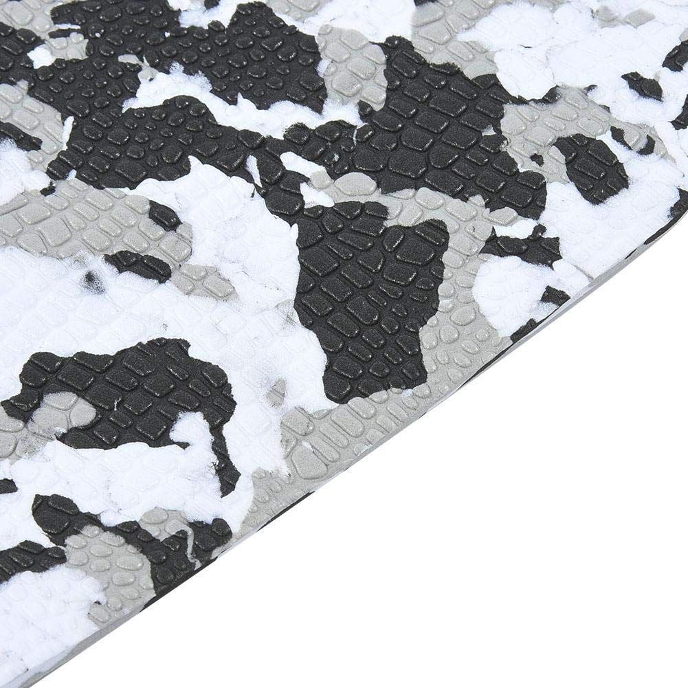 Premium EVA Boat Floor Mat 240x65x0.5cm - Camouflage Teak Design, Seawater-Resistant & Anti-Skid - Self-Adhesive Marine Carpet Pad with Strong Adhesive Tape for Yachts, Boats, Surfboards - Perfect for Deck Protection & Non-Slip Safety (Black & White)