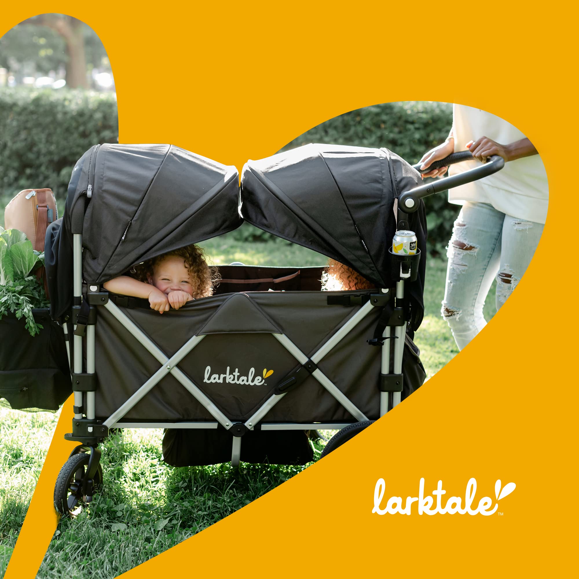 Larktale Sun Canopy Set for Baby Stroller & Wagon - UV Protection Shade Cover, Clovelly Yellow | Perfect for Outdoor Walks, Park Visits & Beach Trips