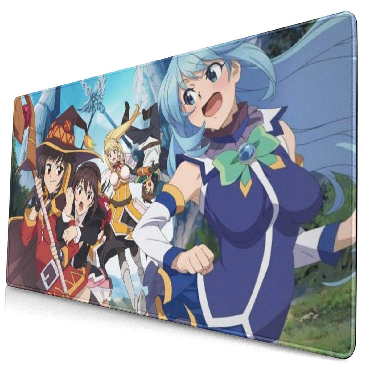 KonoSuba XXL Gaming Mouse Pad - 15.8x29.5 Inch Non-Slip Rubber Base & Stitched Edges Desk Mat for PC, Computer, Office & Gaming Setup