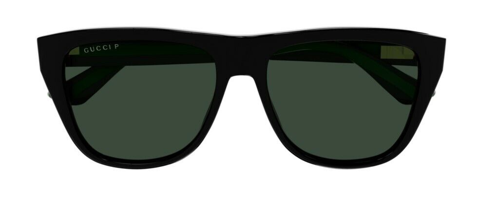 Gucci GG 0926S 006 Black/Green Flat Top Unisex Sunglasses for Men & Women - UV Protection, Fashionable Square Frame for Outdoor Activities, Beach & Driving