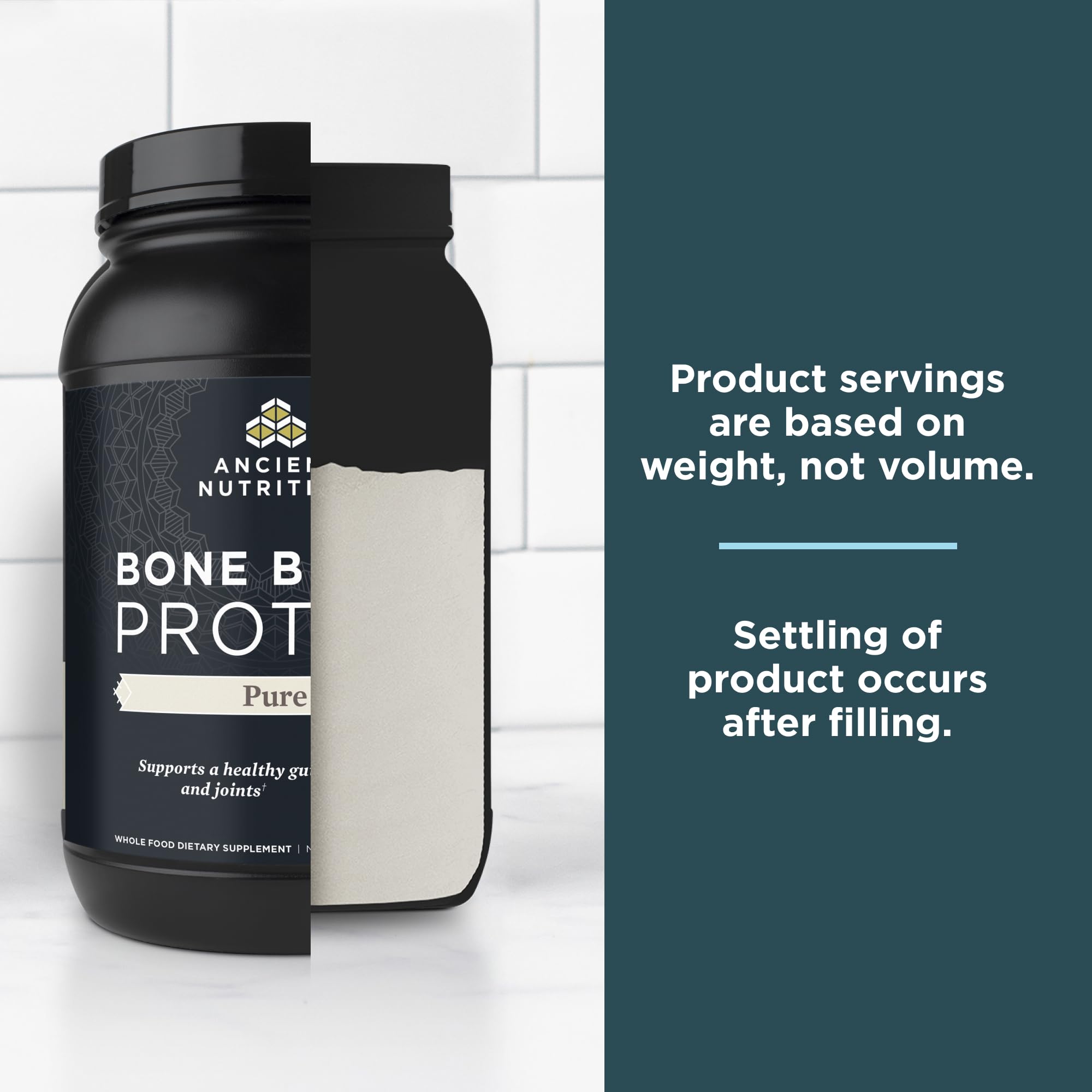 Ancient Nutrition Bone Broth Protein Powder - Pure Flavor, 20g Protein per Serving | Supports Skin, Gut & Joint Health | Gluten Free, Paleo & Keto Friendly (40 Servings) | Perfect for Post-Workout Recovery & Immune Support