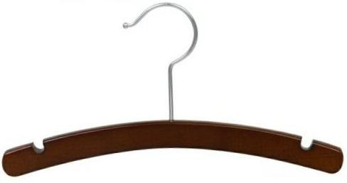12 Pack Wooden Children's Clothes Hangers - Natural Walnut & Chrome Finish for Kids' Wardrobe Organization - Perfect for Nursery, Closet, and Travel Use