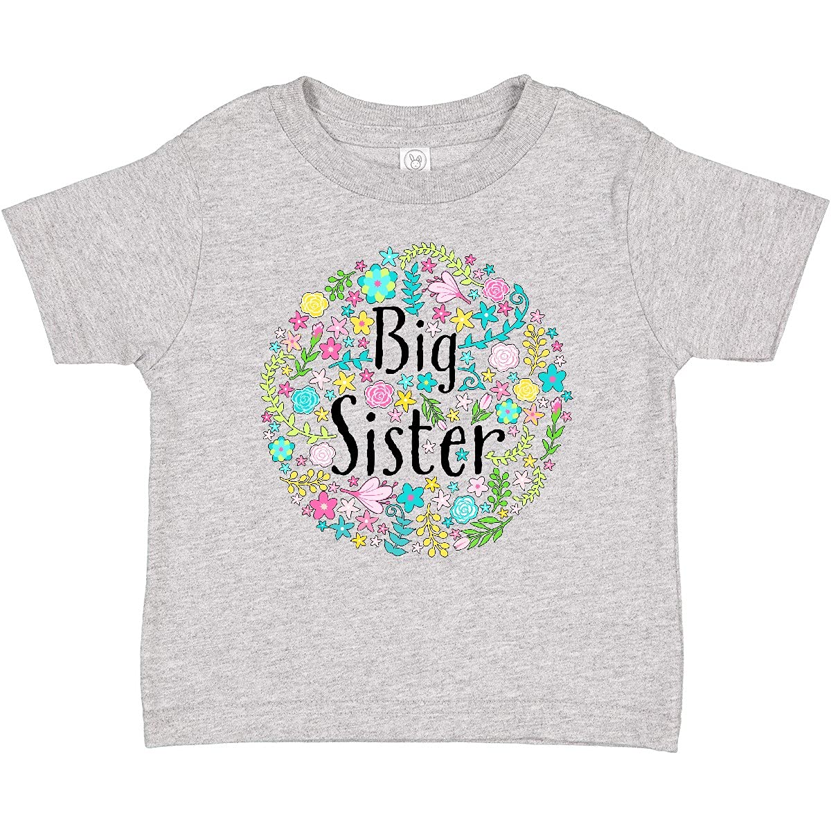 Inktastic Big Sister with Flower Circle Baby T-Shirt - Cute Sibling Matching Outfit for Newborns & Toddlers - Perfect for Family Photos, Birth Announcements & Special Occasions