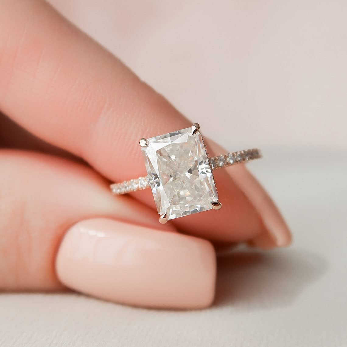 3 CT Dainty Radiant Cut Engagement Ring - 18K Gold Plated Sterling Silver Minimalist Wedding Band for Women, Perfect for Proposals, Anniversaries & Everyday Elegance