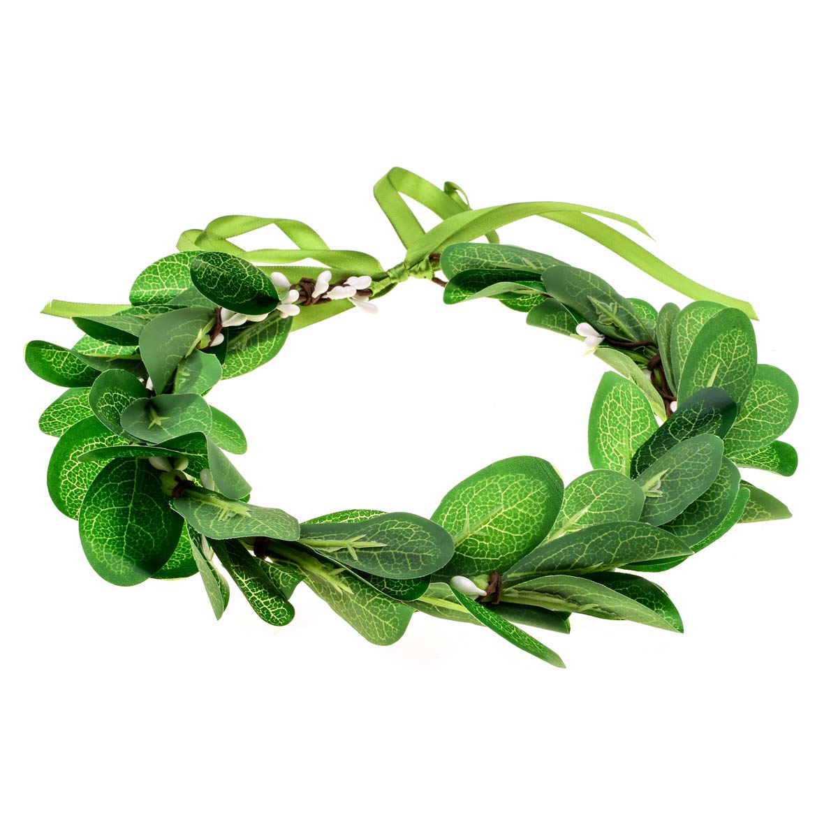 June Bloomy Greenery Leaf Crown - Rustic Wedding Headpiece & Bridal Headband - Boho Photo Prop (A-Green) - Perfect for Outdoor Weddings, Boho Photoshoots & Festival Accessories