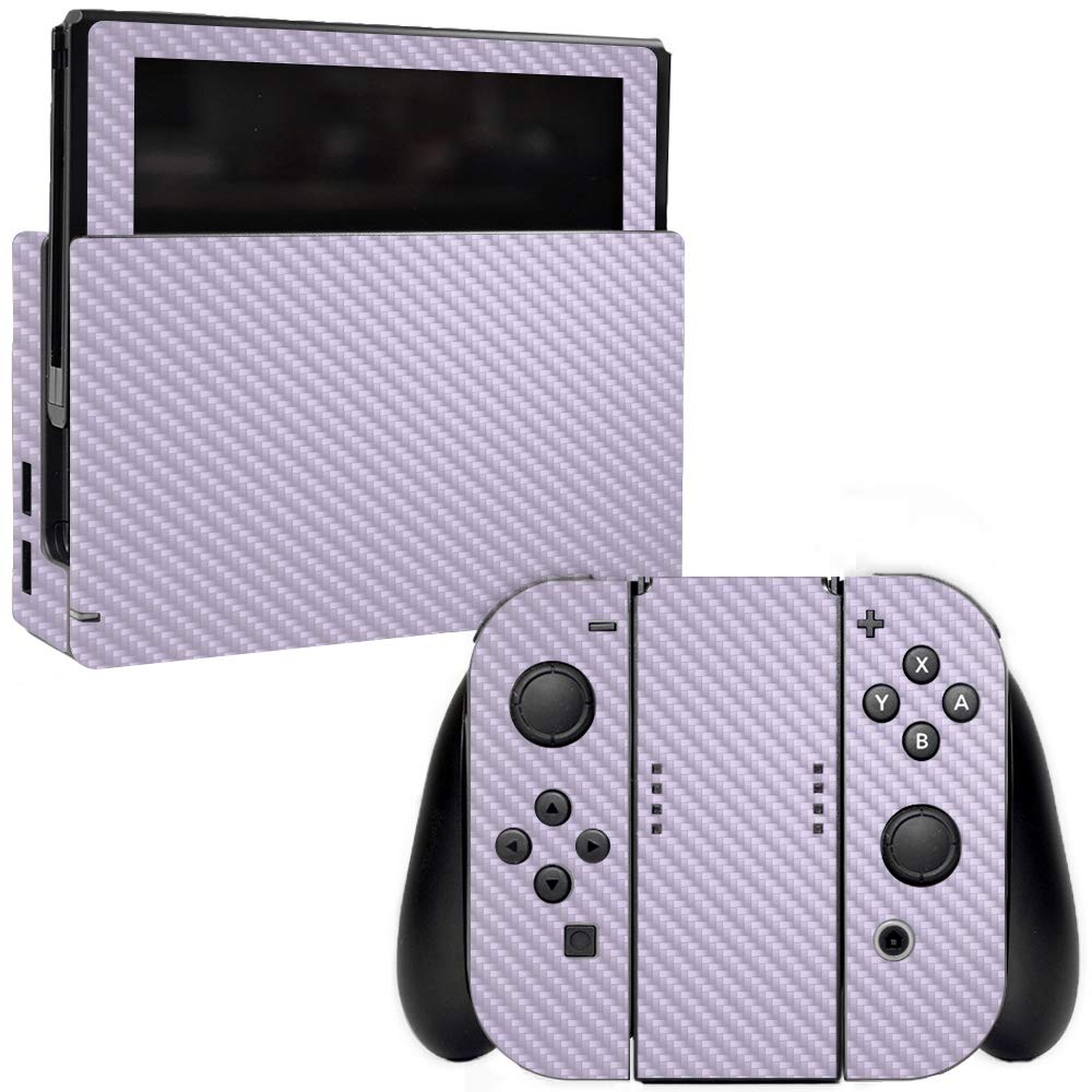 Premium Carbon Fiber Skin for Nintendo Switch - Solid Lilac | Protective & Durable Textured Cover | Easy to Apply & Remove | Made in USA | Perfect for Gaming, Travel & Home Entertainment
