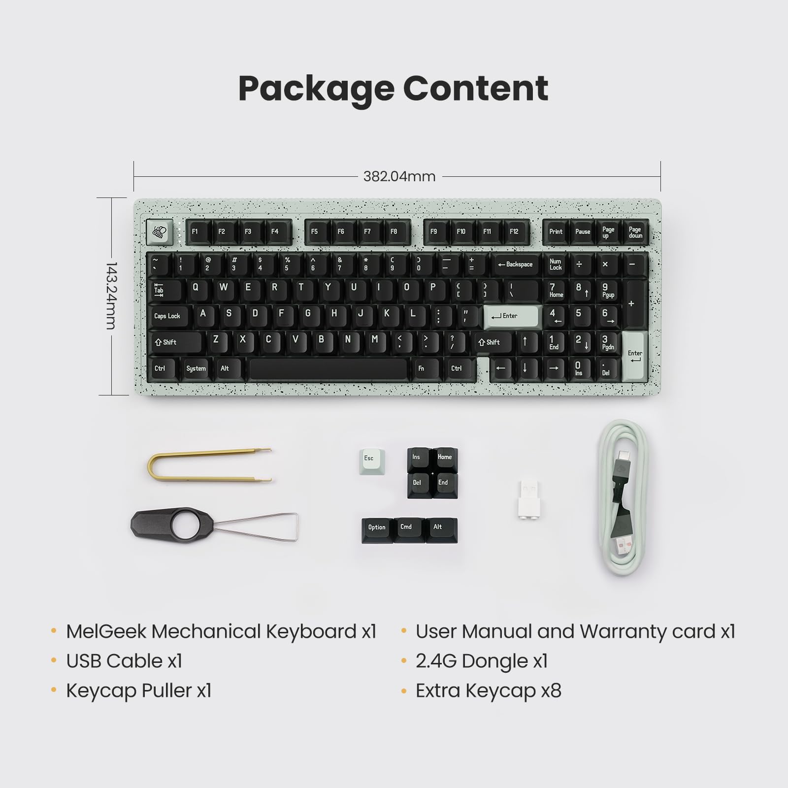 MelGeek Modern97 Wireless Mechanical Keyboard - 90% Compact Layout, Hot-Swappable Linear Switches, Bluetooth/2.4GHz/USB-C Connectivity, Customizable RGB Backlit Keys for Mac/Windows/Linux - Perfect for Gaming, Programming & Office Work