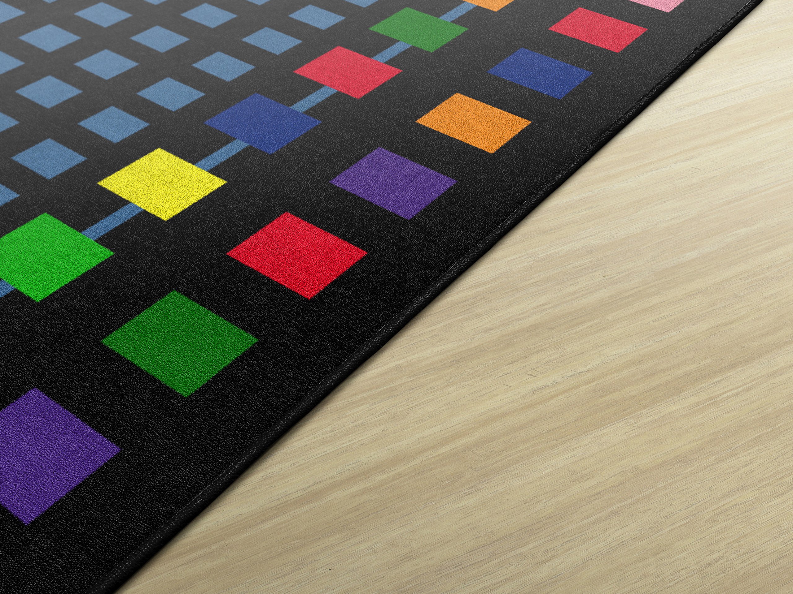 Flagship Carpets Rebordered Squares Educational Rug for Kids – 5'10