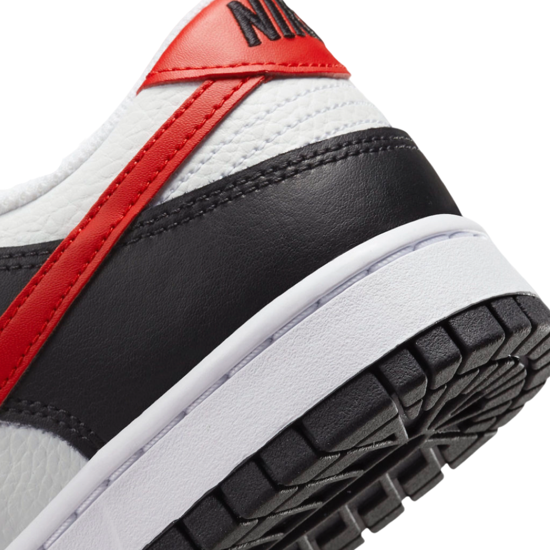 Nike Dunk Low Retro Men's Sneakers - Black, White & University Red with Red Swoosh | Casual Streetwear Shoes for Everyday Wear & Sneaker Collection