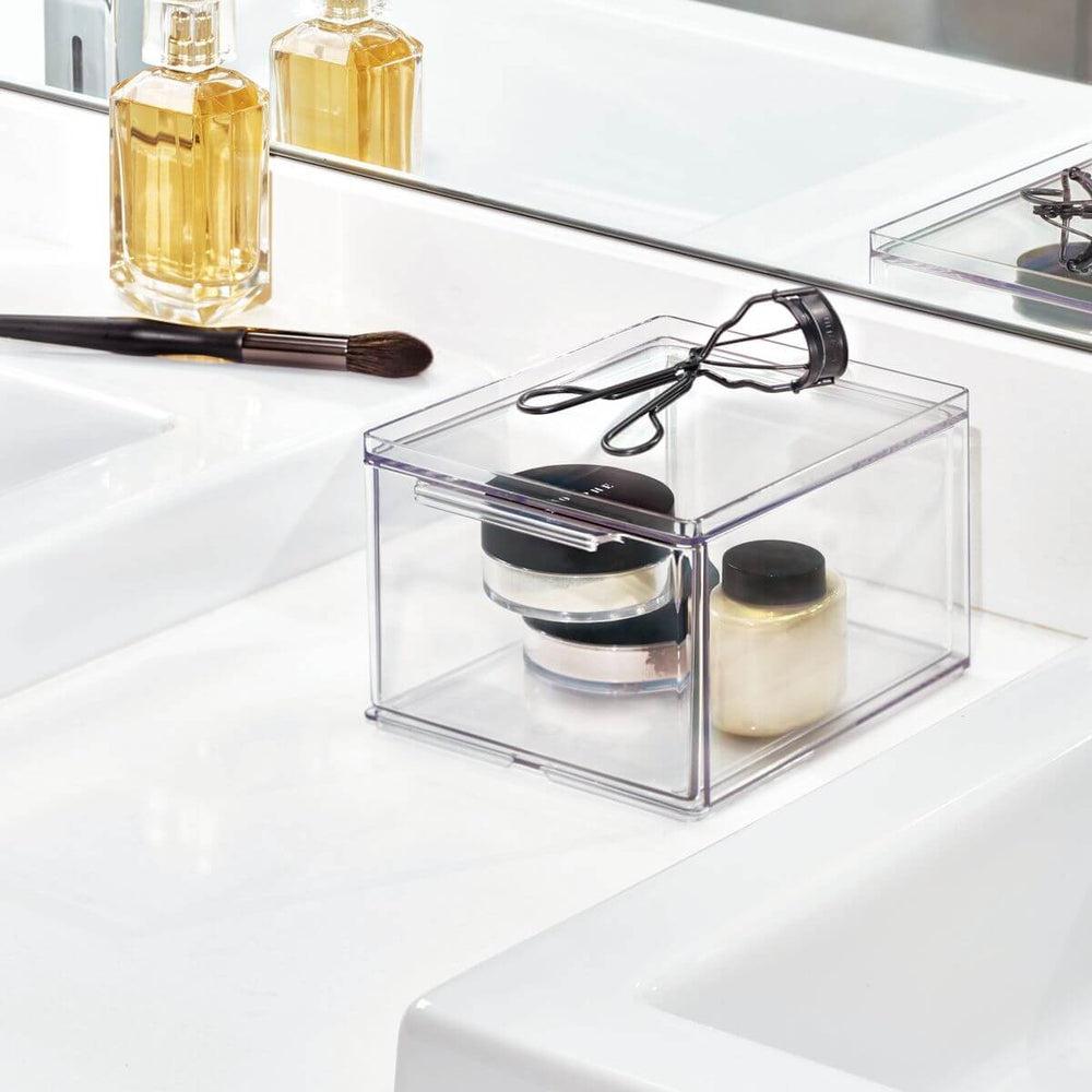 iDesign Deep Makeup Drawer Organizer - Small Cosmetic Storage for Vanity, Bathroom & Travel | The Home Edit Collection | Compact Beauty Organizer for Makeup Brushes, Lipsticks & Skincare Products