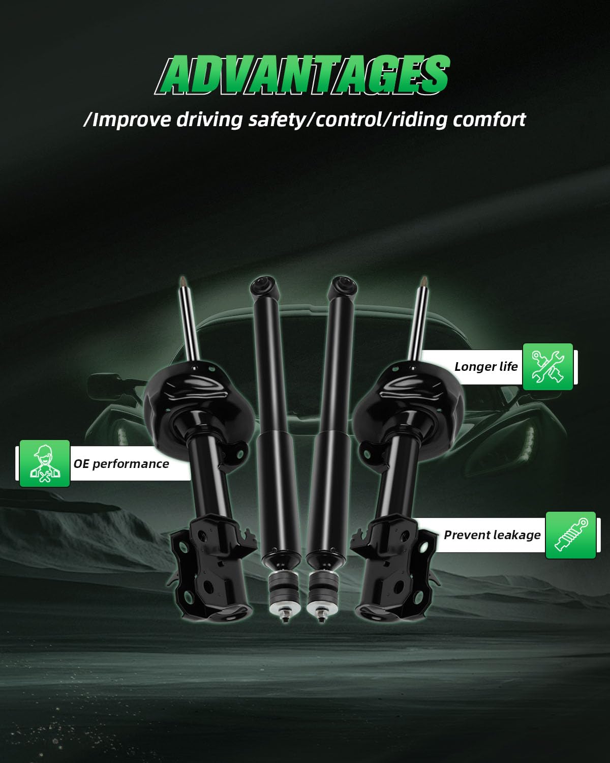 SCITOO 4Pcs Front & Rear Shock Absorbers Struts Replacement for 2007-2012 Acura RDX - 339261 339262 37326 - Smooth Ride & Enhanced Stability for Daily Commute & Off-Road Driving