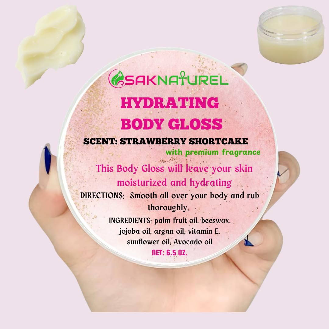 **Strawberry Shortcake Body Gloss & Butter - Moisturizing Body Glaze & Oil for Dry Skin - Soft, Radiant Skin Care - Perfect for Daily Hydration & Spa Nights**