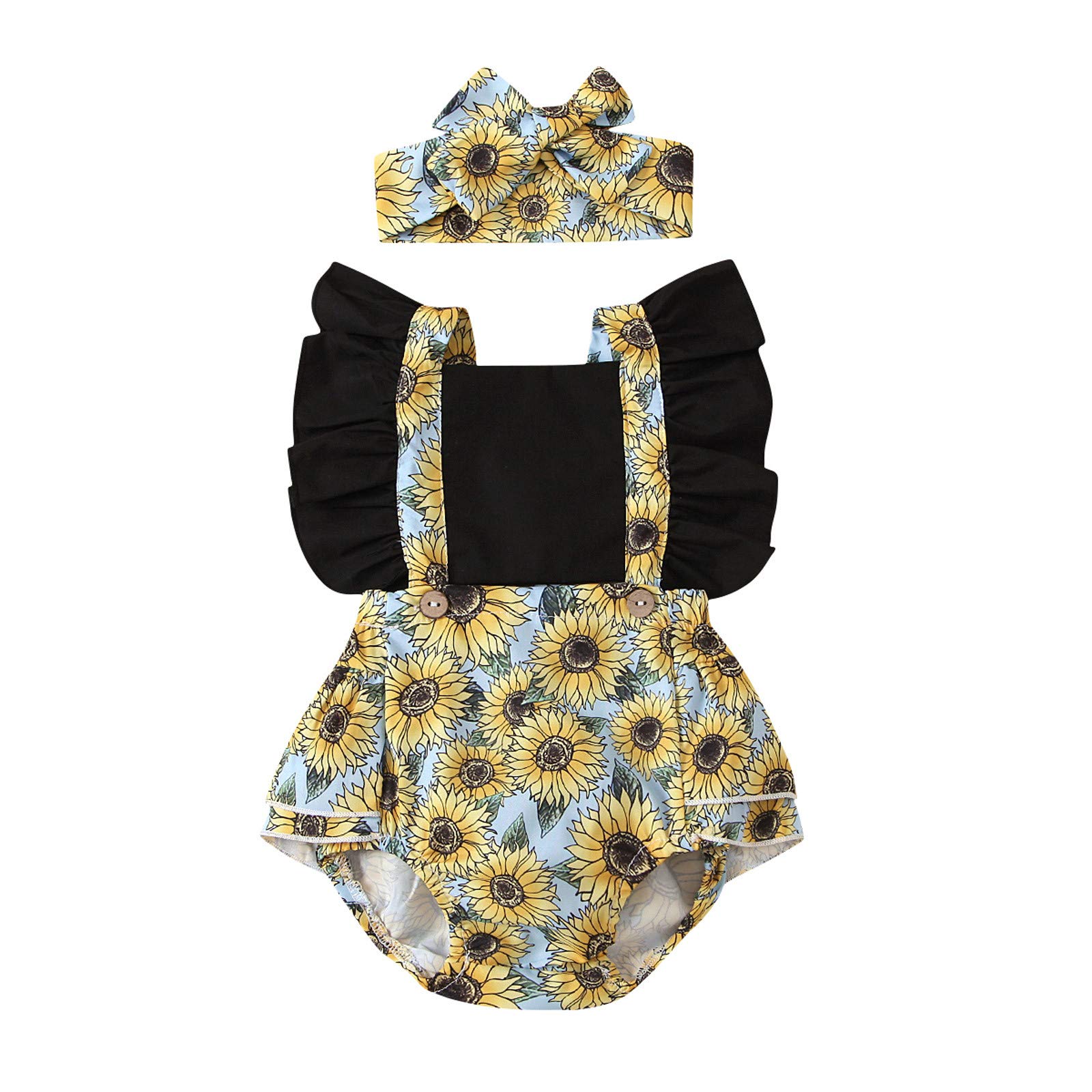 Floral Backless Long Sleeve Bodysuit & Headband Set for Baby Girls - Soft Ruffle Romper Outfit for Infants - Perfect for Photoshoots, Birthday Parties & Special Occasions