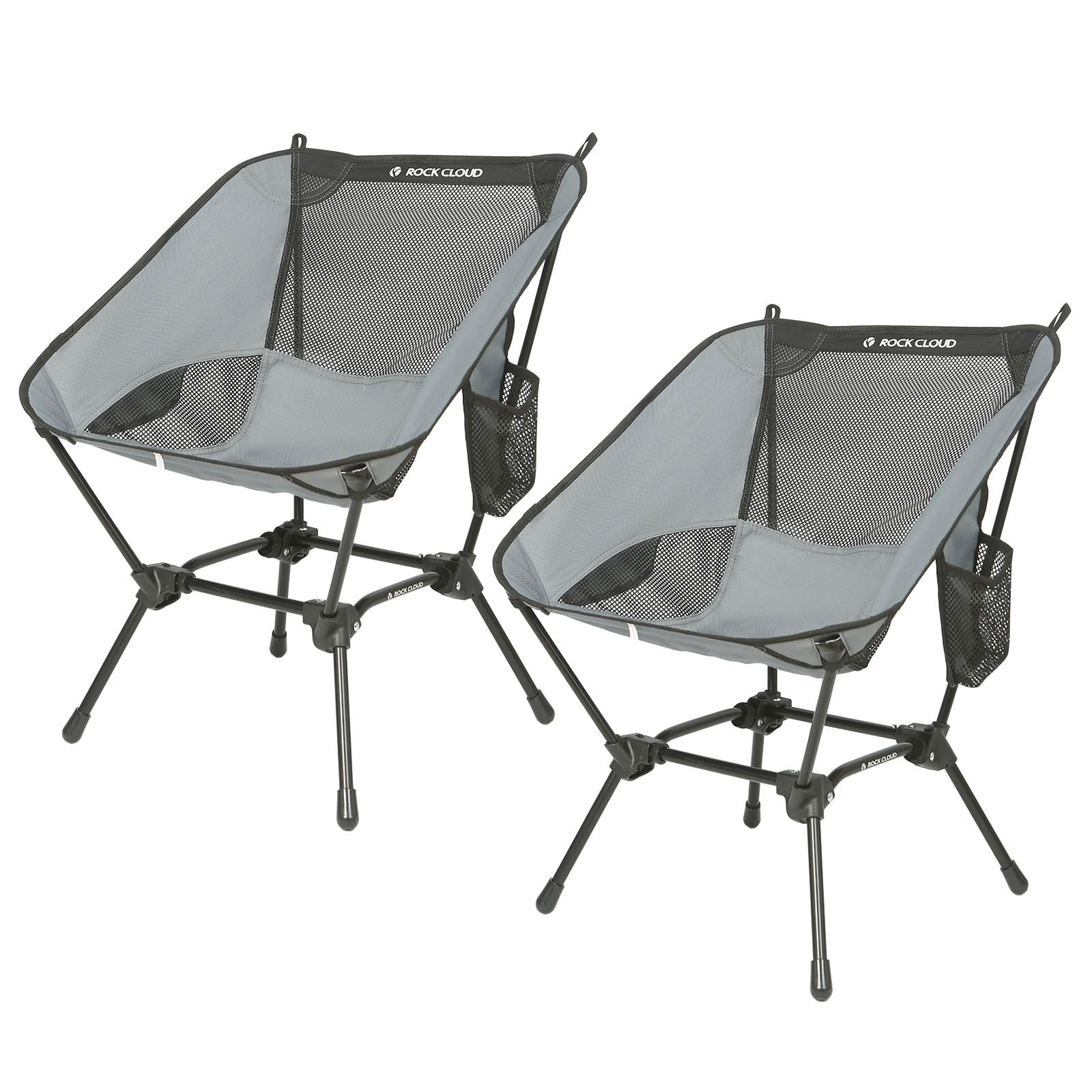 ROCK CLOUD 2 Pack Ultralight Folding Camping Chairs - Portable Outdoor Chairs for Camping, Hiking, Backpacking, Beach, Lawn & Sports (Grey) | Perfect for Picnics, Tailgating, Concerts and Backyard Relaxation