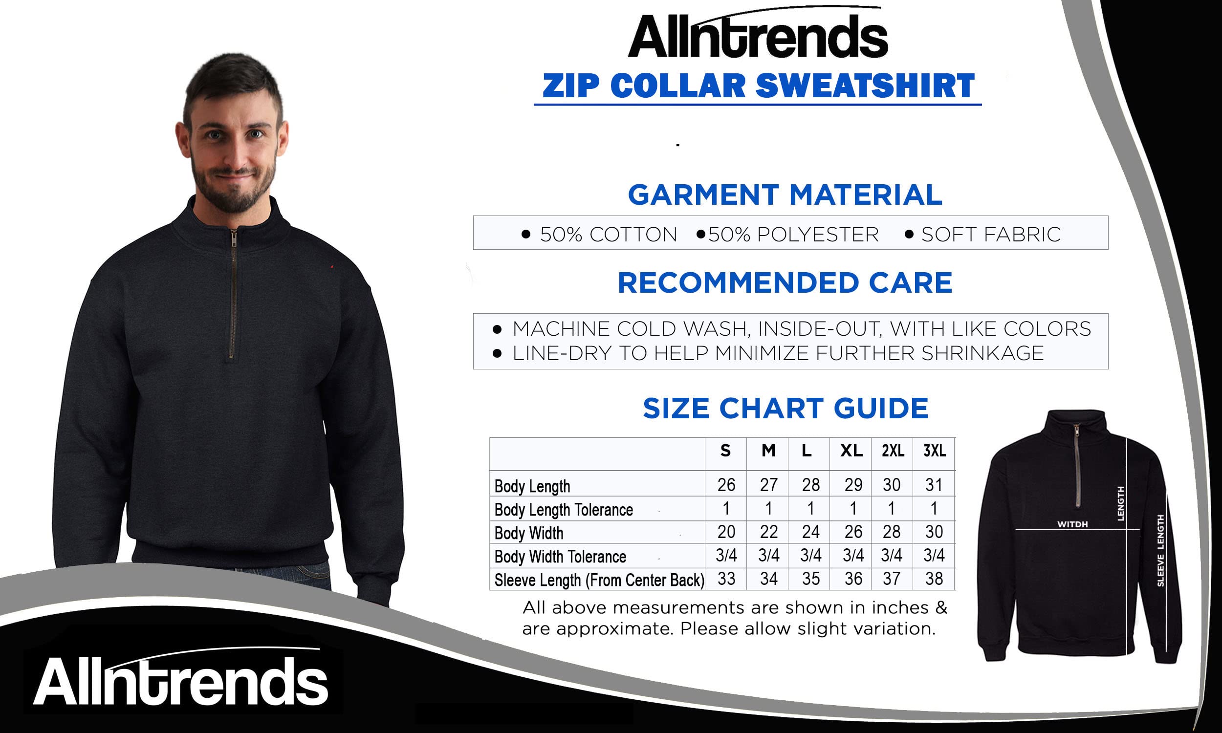 ALLNTRENDS NASA Embroidered Zip Collar Sweatshirt for Adults - Stylish Space-Themed Pullover for Men & Women | Perfect for Casual Wear, Street Fashion & Outerwear