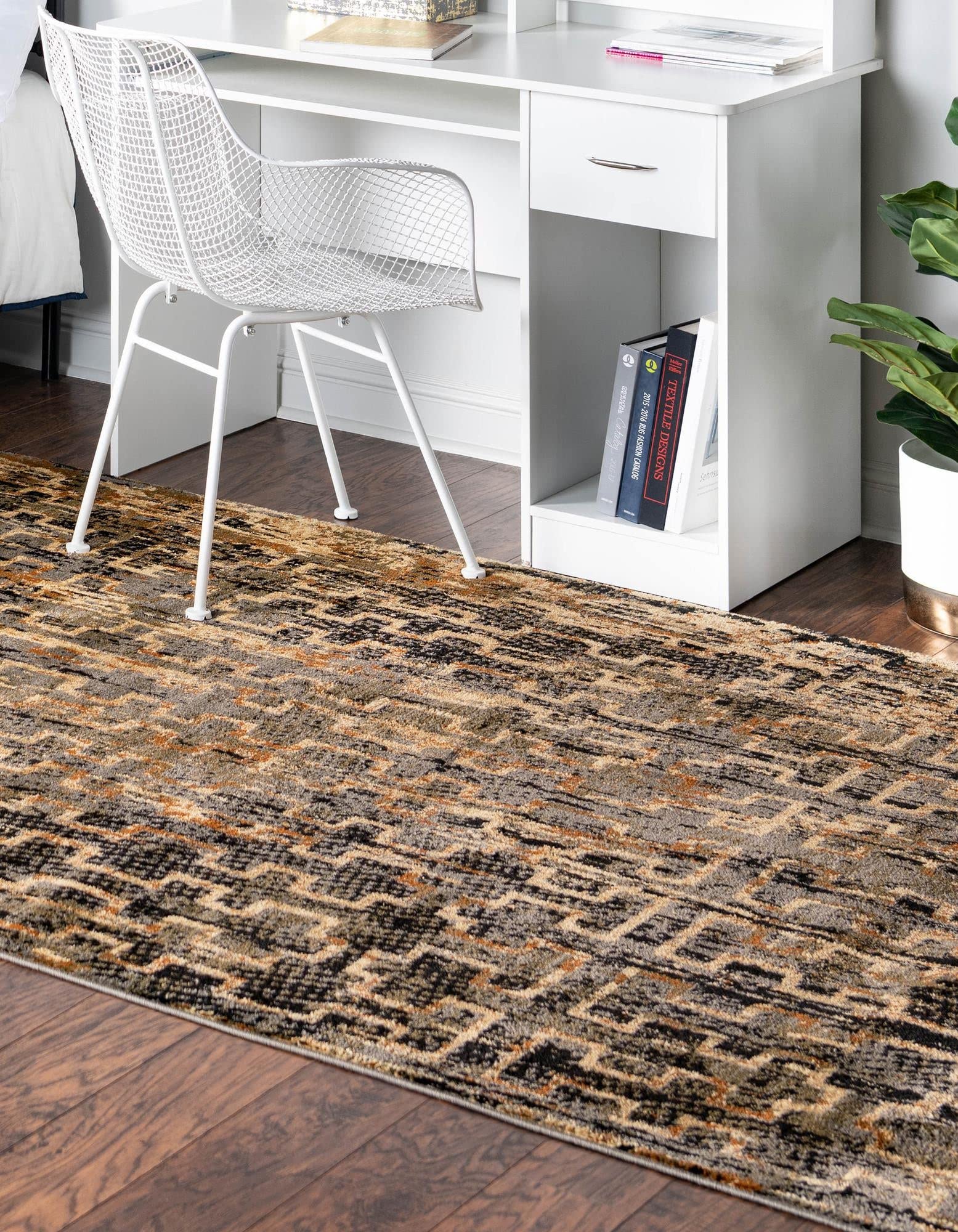Unique Loom Saturn Collection Area Rug - Aura Blue/Black 4' x 6' Rectangle Soft Non-Slip Living Room Rug for Bedroom, Office & Home Decor