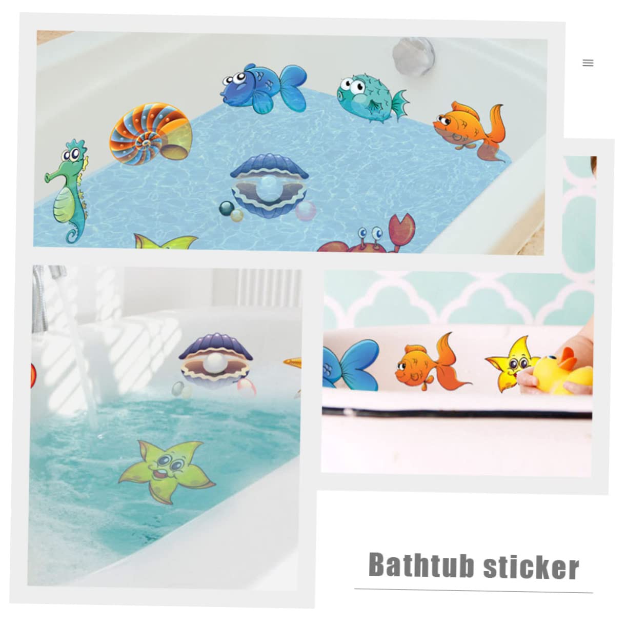 HEMOTON 4 Pack Waterproof Bathroom Wall Decals - Fun PVC Bathtub Stickers for Kids Boys & Girls - DIY Shower Tile Decor for Nursery, Playroom & Bathroom Makeover
