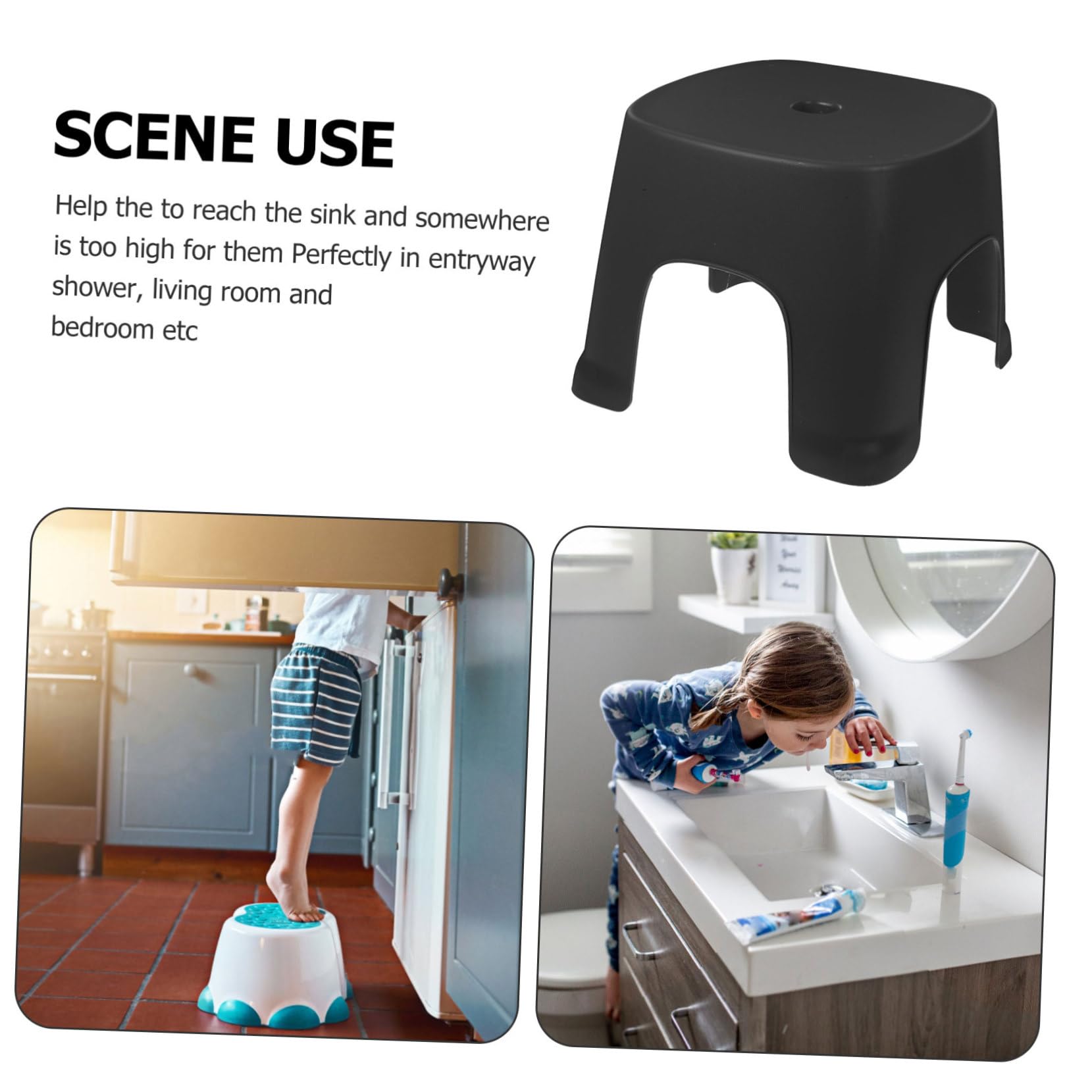 Non-Slip Plastic Step Stool for Adults & Kids - Bathroom Toilet Stool, Toddler Footstool, Household PVC Stool - Perfect for Bathroom, Kitchen, and Home Use
