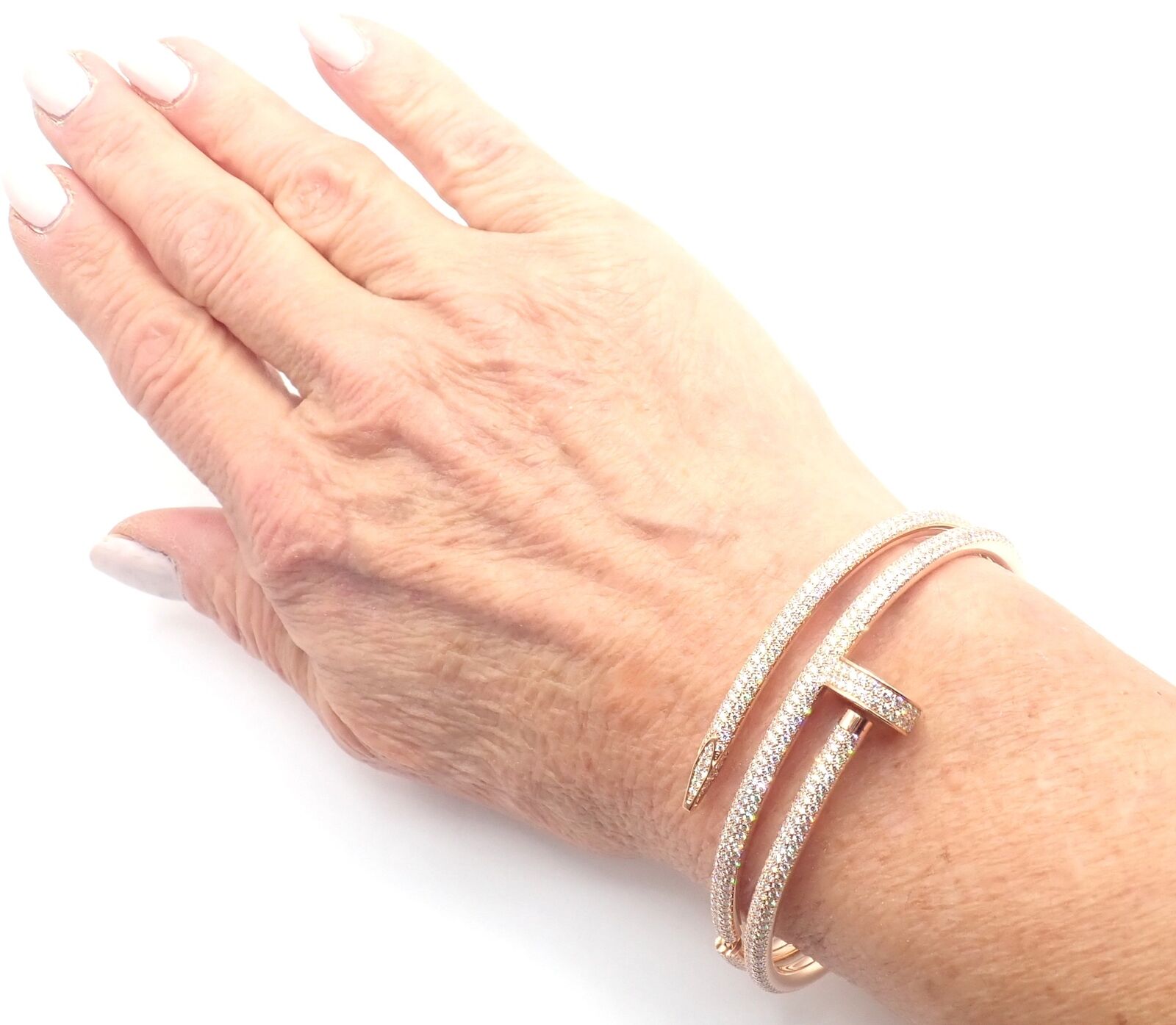 Cartier Juste un Clou 18K Rose Gold Diamond Bangle Bracelet - Size 16 - Luxury Nail Design Jewelry for Women - Perfect for Weddings, Anniversaries & Special Occasions