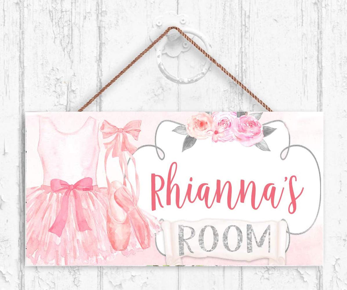 Custom Pink Ballerina Wood Plaque Sign - Personalized Name Wall Art for Bedroom, Nursery & Door Decor - Unique Gift Idea for Dancers & Ballet Lovers