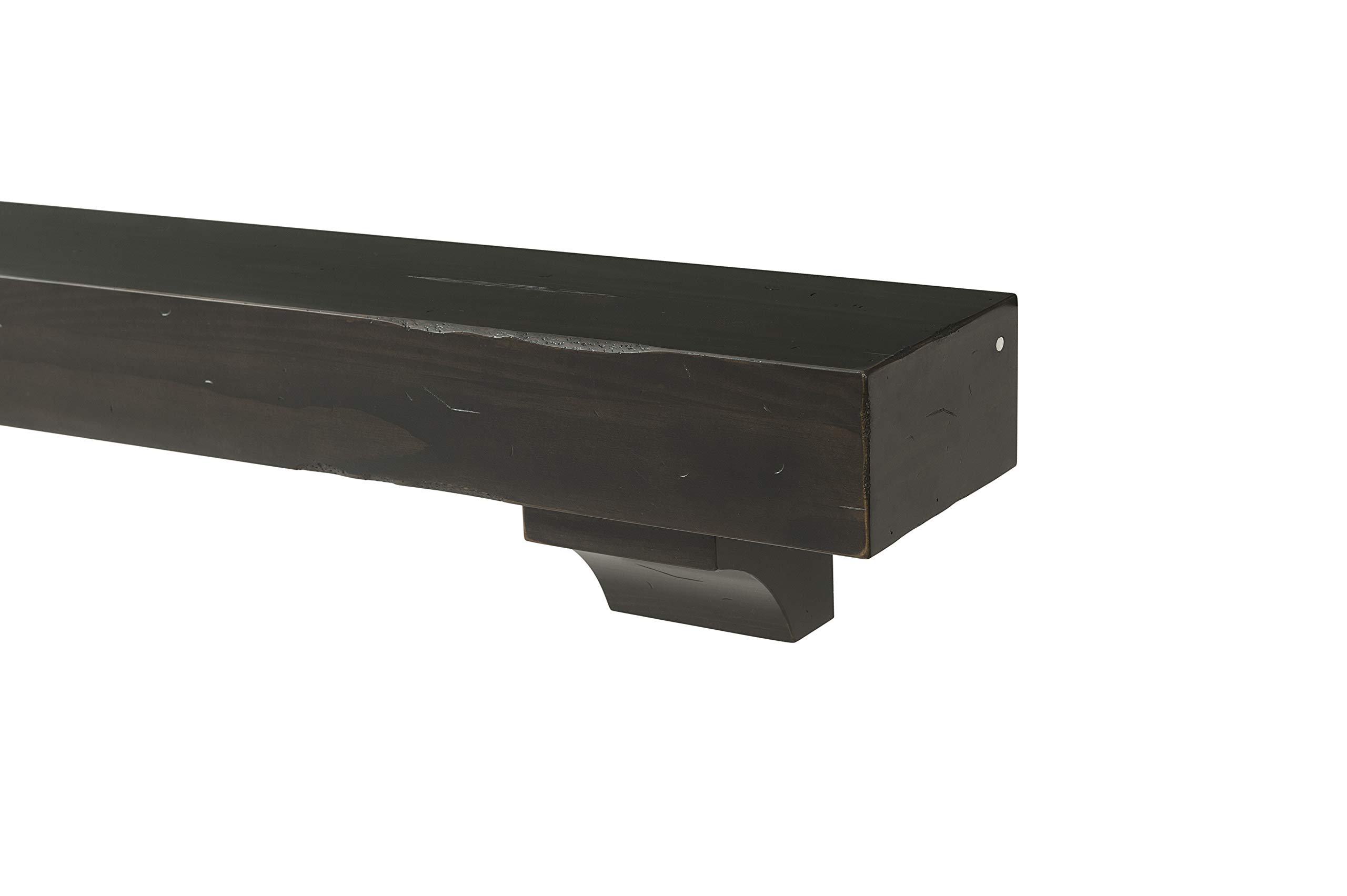 Pearl Mantels 412-72-20 The Shenandoah 72-Inch Wooden Shelf/Mantel - Espresso Rustic Distressed Finish - Perfect for Fireplace Mantel Decor, Living Room, Bedroom & Farmhouse Style Home Decor