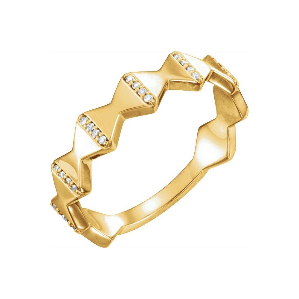 1/10 Cttw Diamond Geometric Facet Triangle Ring Band - 0.10 Carat Total Weight, 6.5mm Width - Elegant Stackable Wedding Band, Anniversary Gift for Her, Perfect for Everyday Wear & Special Occasions