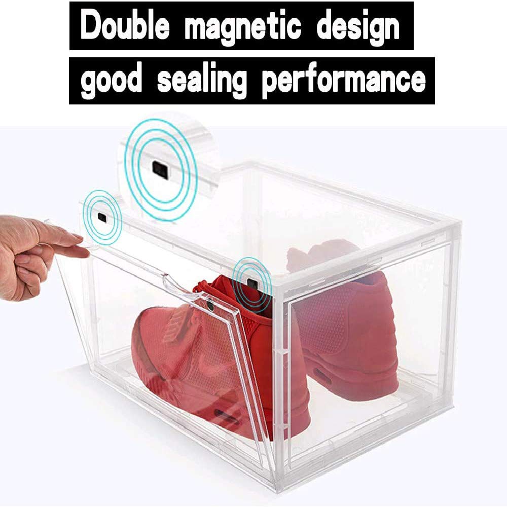 K.T.Z Clear Stackable Shoe Storage Boxes - 12 Pack Transparent Sneaker Display Containers for Men & Women | Perfect for Closet Organization, Shoe Collection Display, and Space-Saving Storage