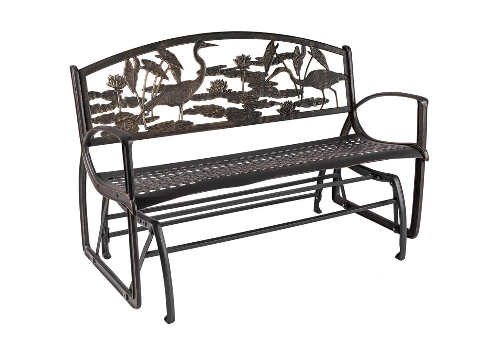 Premium Outdoor Herons Glider Bench - Weather-Resistant Patio Swing for Garden, Porch & Backyard Relaxation | Perfect for Reading, Lounging & Enjoying Nature