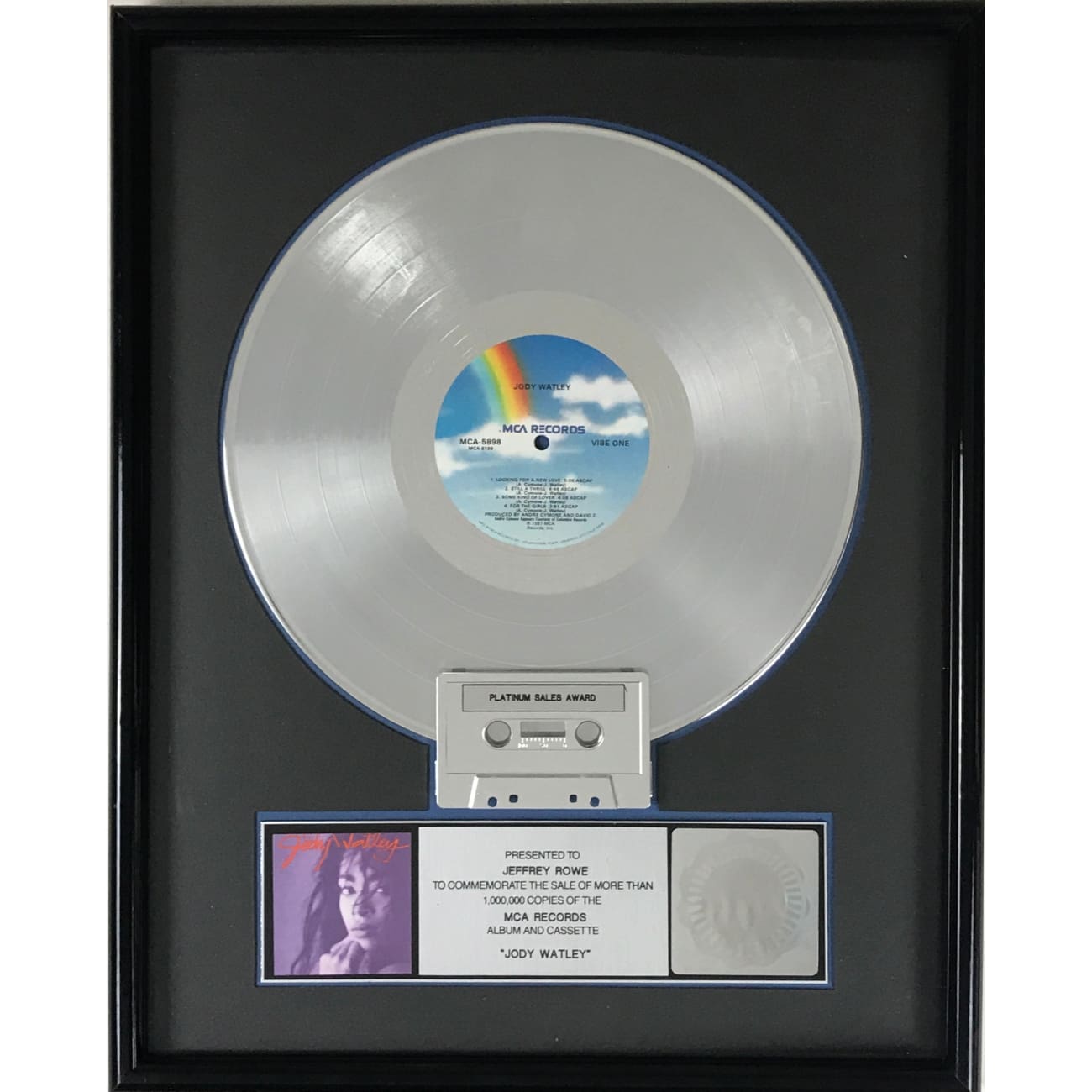 Jody Watley Debut RIAA Platinum Album Award - Certified Music Collectible for Fans & Display