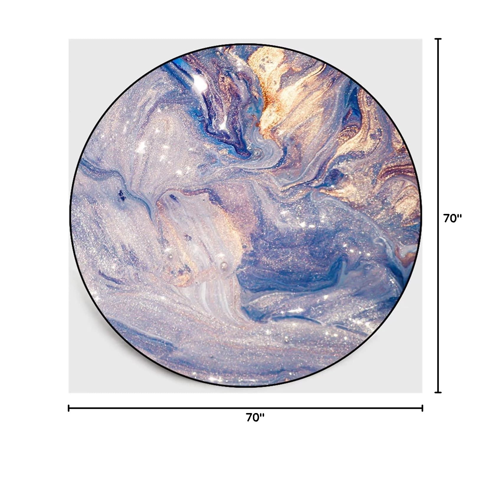 6ft Large Round Marble Pattern Non-Slip Area Rug - Washable Soft Living Room Carpet for Dining Room, Bedroom & Sofa | Perfect for Modern Home Decor, Floor Mats Style L