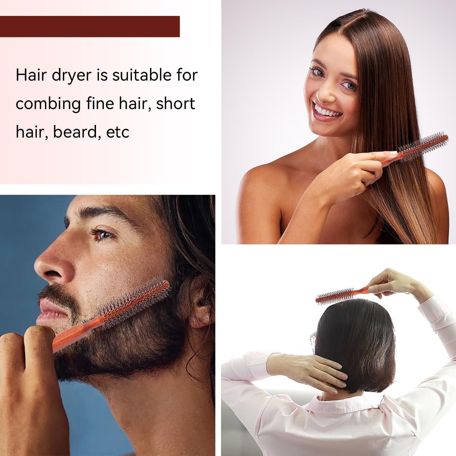 Agatige Small Round Hair Brush - Anti Static Wooden Curling Comb for Blow Drying & Styling | Vented Barrel Design for Smooth Curls & Volume | Perfect for Salon Professionals & Home Use (Unisex Hair Styling Tool)