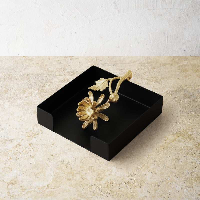 Elegant Dahlia Cocktail Napkin Holder - Floral Design Table Decor for Parties, Weddings & Home Entertaining