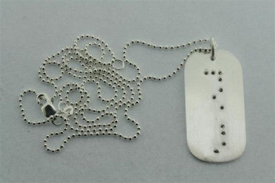 Braille Dog Tag Pendant with Peace Symbol on 55cm Ball Chain - Perfect for Pet ID, Military Style Jewelry & Gift Giving