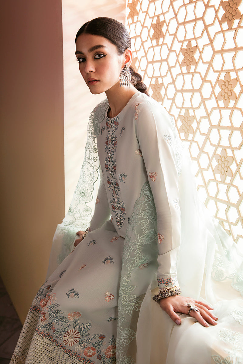 Hazy Cerulean 3-Piece Embroidered Lawn Suit for Women - Elegant Summer Outfit for Parties, Weddings & Special Occasions