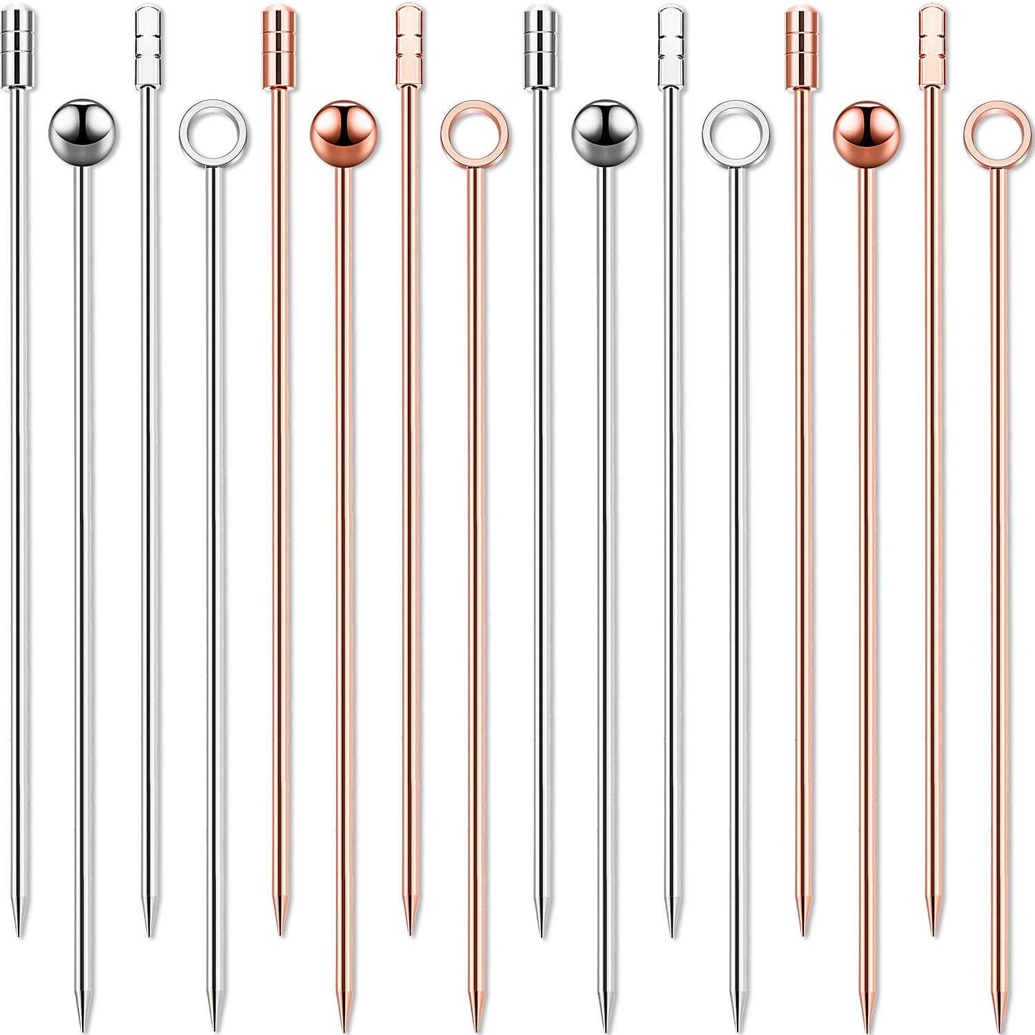 Premium Stainless Steel Cocktail Picks - 16-Piece Set for Fruits, Appetizers, Sandwiches & BBQ | Elegant Rose Gold & Silver Options | Perfect for Parties, Weddings & Home Entertaining