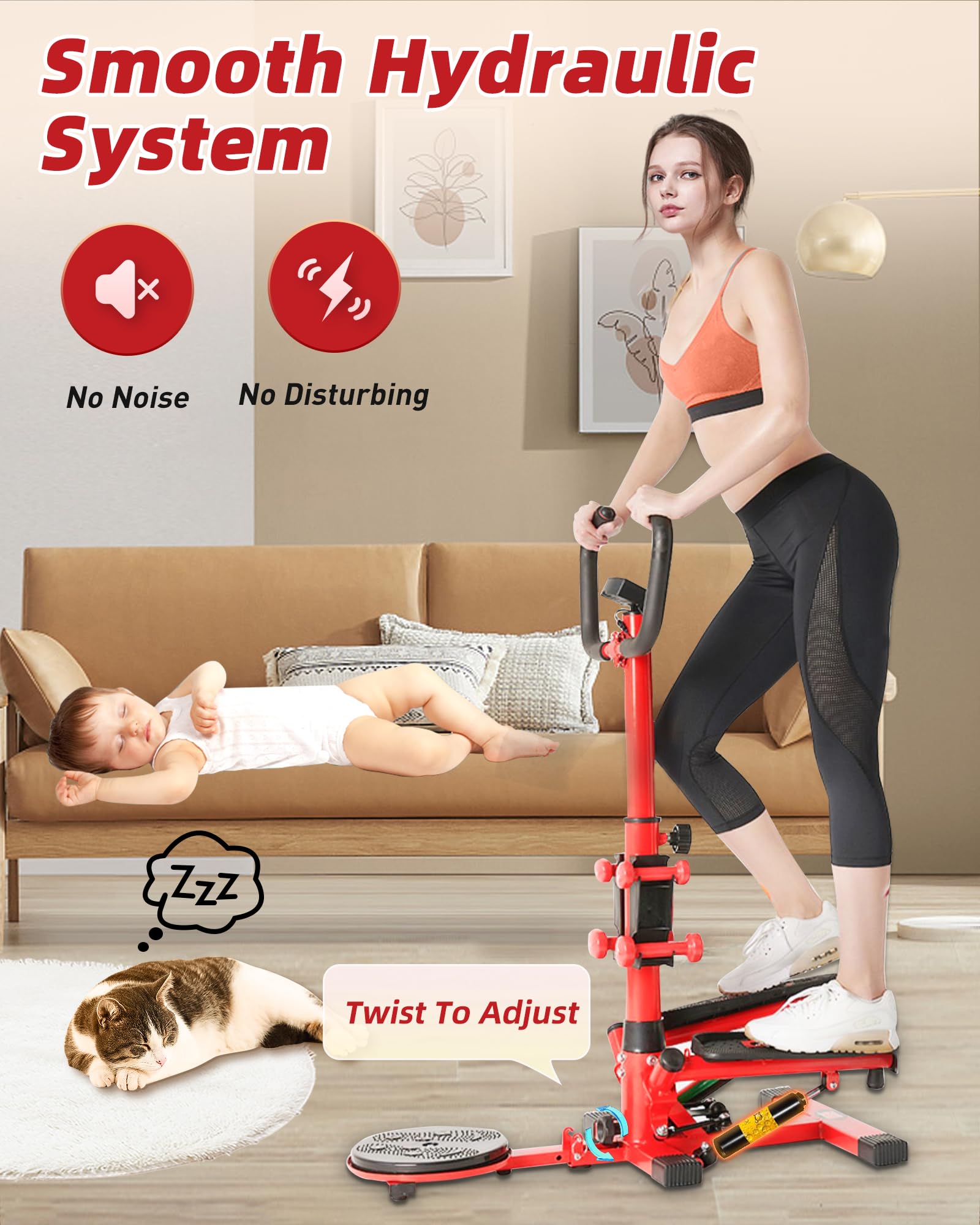 Wonderful Day Stair Stepper Machine for Home Workouts - Adjustable Resistance Bands, LCD Display, 300 lbs Weight Capacity - Perfect for Cardio, Leg Toning & Indoor Fitness Training