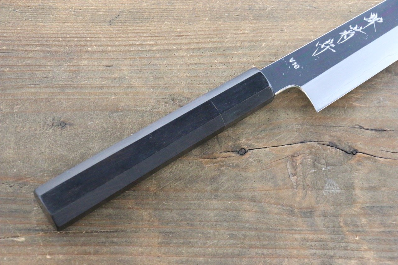 Premium Kikumori VG10 Stainless Steel Sujihiki Japanese Chef Knife 240mm - Mirror Polished Blade with Ebony Wood Handle - Perfect for Slicing Sashimi, Roast Beef & Delicate Proteins