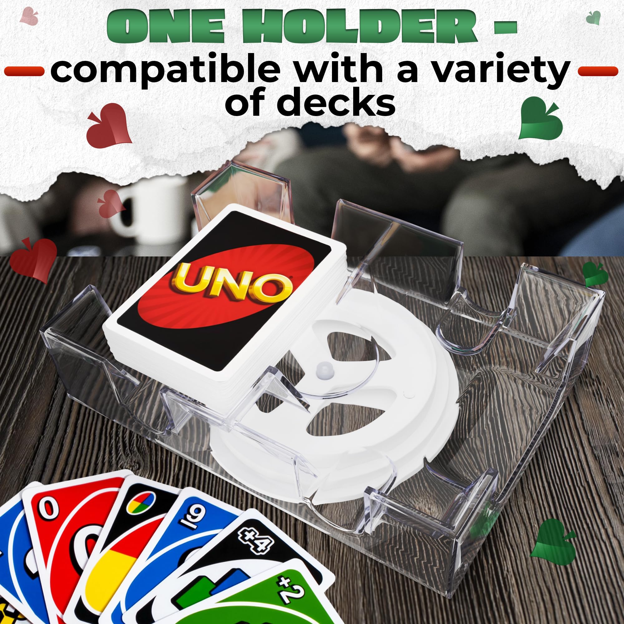 360° Rotating Dual Deck Poker Card Holder - Acrylic Clear Tray for Canasta, Blackjack & Casino Games - Perfect for Card Night, Poker Tournaments & Family Game Nights