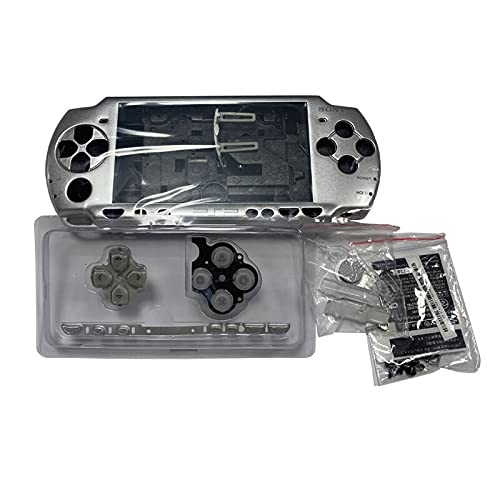 PSP 2000 Controller Full Housing Shell Cover Case with Buttons Kit + Screwdriver (Silver) - Replacement & Repair Parts for Gaming Console Accessories | Perfect for DIY Fixes & Custom Mods