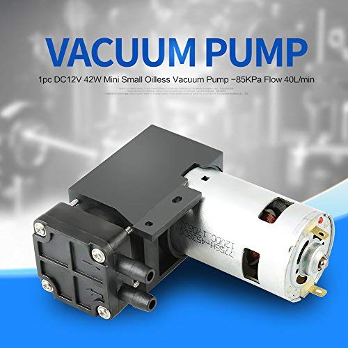 12V DC Mini Vacuum Pump - 42W Brushed Oilless Design, 85KPa 40L/min for HVAC, Medical Equipment, and DIY Projects