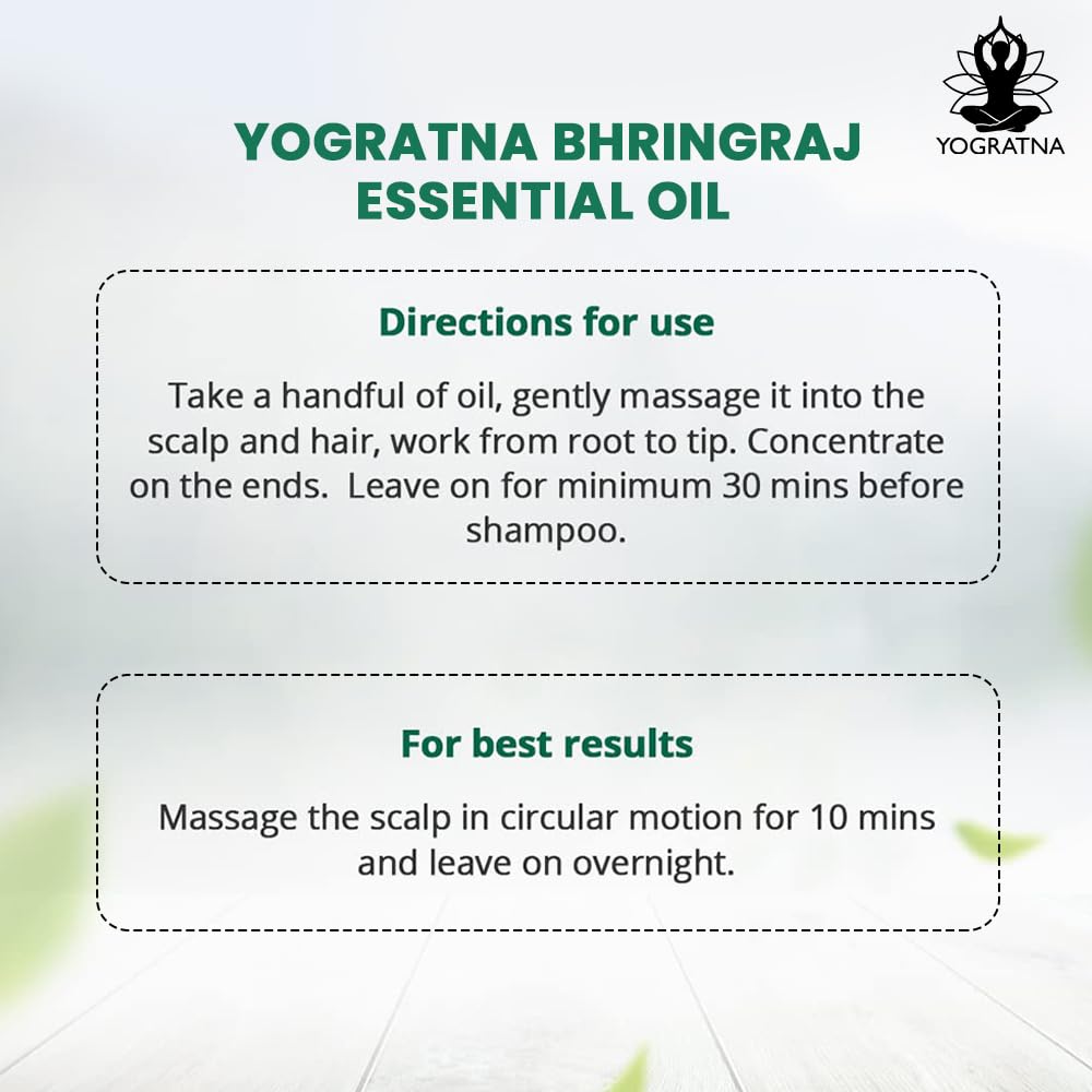 100% Pure Natural Bhringraj Essential Oil (30ml) - Cold Pressed Hair Growth Oil for Thicker, Longer & Healthier Hair | Promotes Scalp Health & Reduces Hair Fall | Perfect for Daily Hair Care & Ayurvedic Treatments