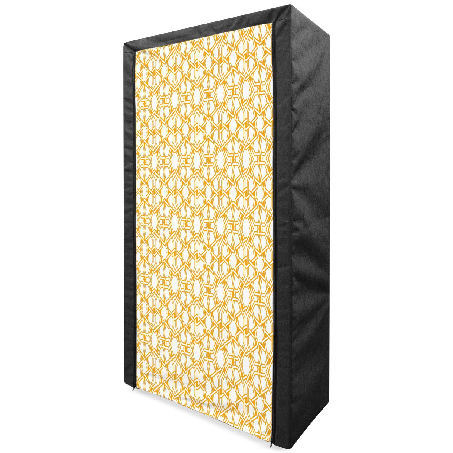 Ambesonne Geometric Portable Fabric Wardrobe with Moroccan Pattern - 33.5 Inch Clothing Organizer with Shelves for Bedroom Storage | Earth Yellow Home Decor for Small Spaces & Dorm Rooms