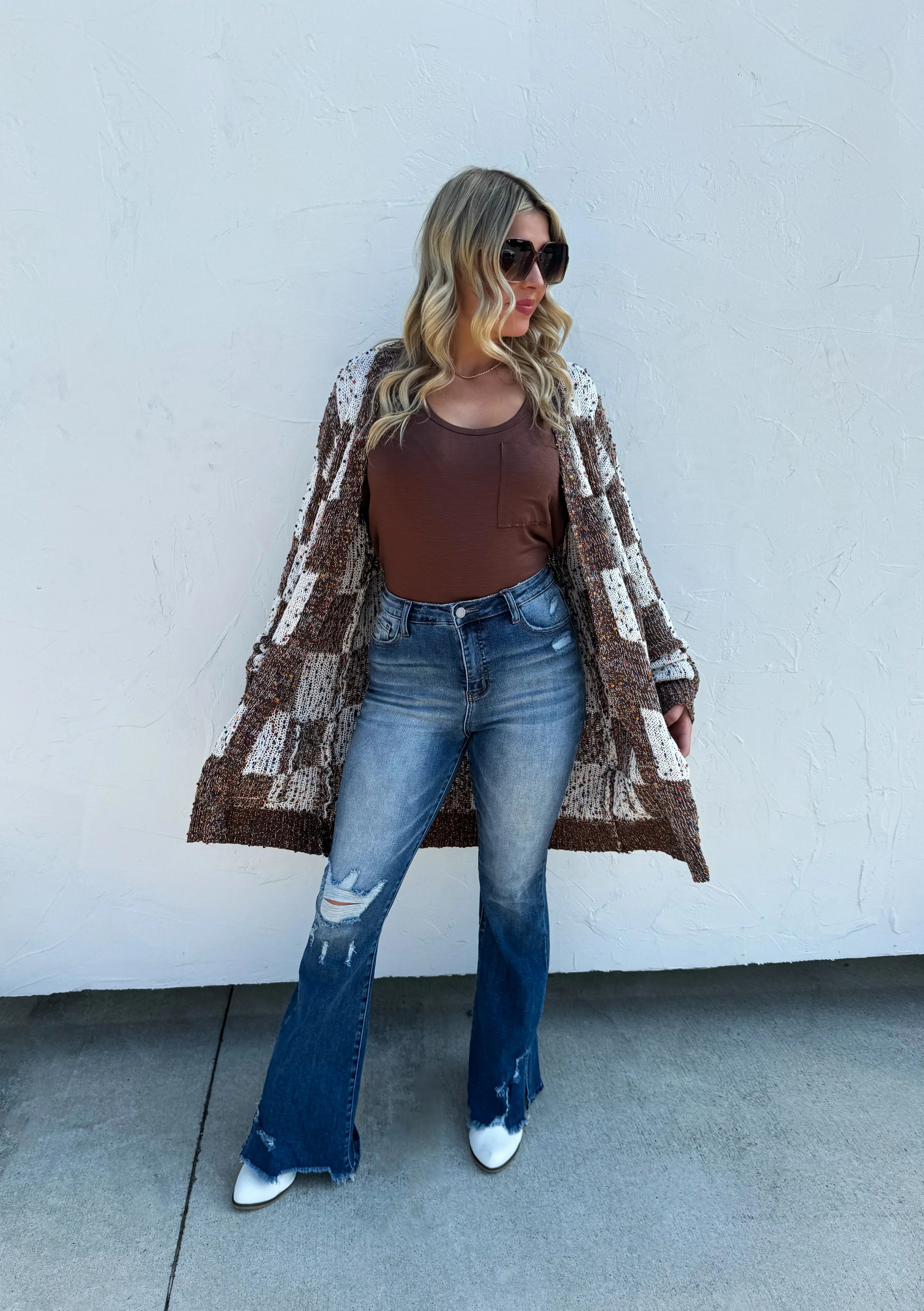 PREORDER: Stylish Checkered Miley Dot Cardigan for Women - 4 Trendy Colors | Perfect for Casual Outfits, Office Wear & Cozy Evenings