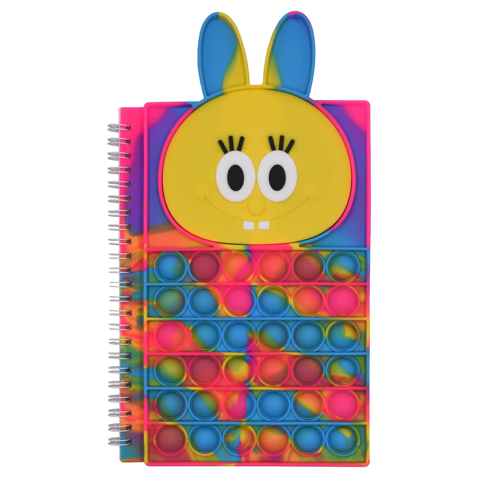 Rainbow Pop Bubble Fidget Notebook - A5 Size, 40 Pages, Rabbit Tie Dye Design - Stress Relief Sensory Toy for Kids & Adults - Perfect for Office, School, and Anxiety Relief